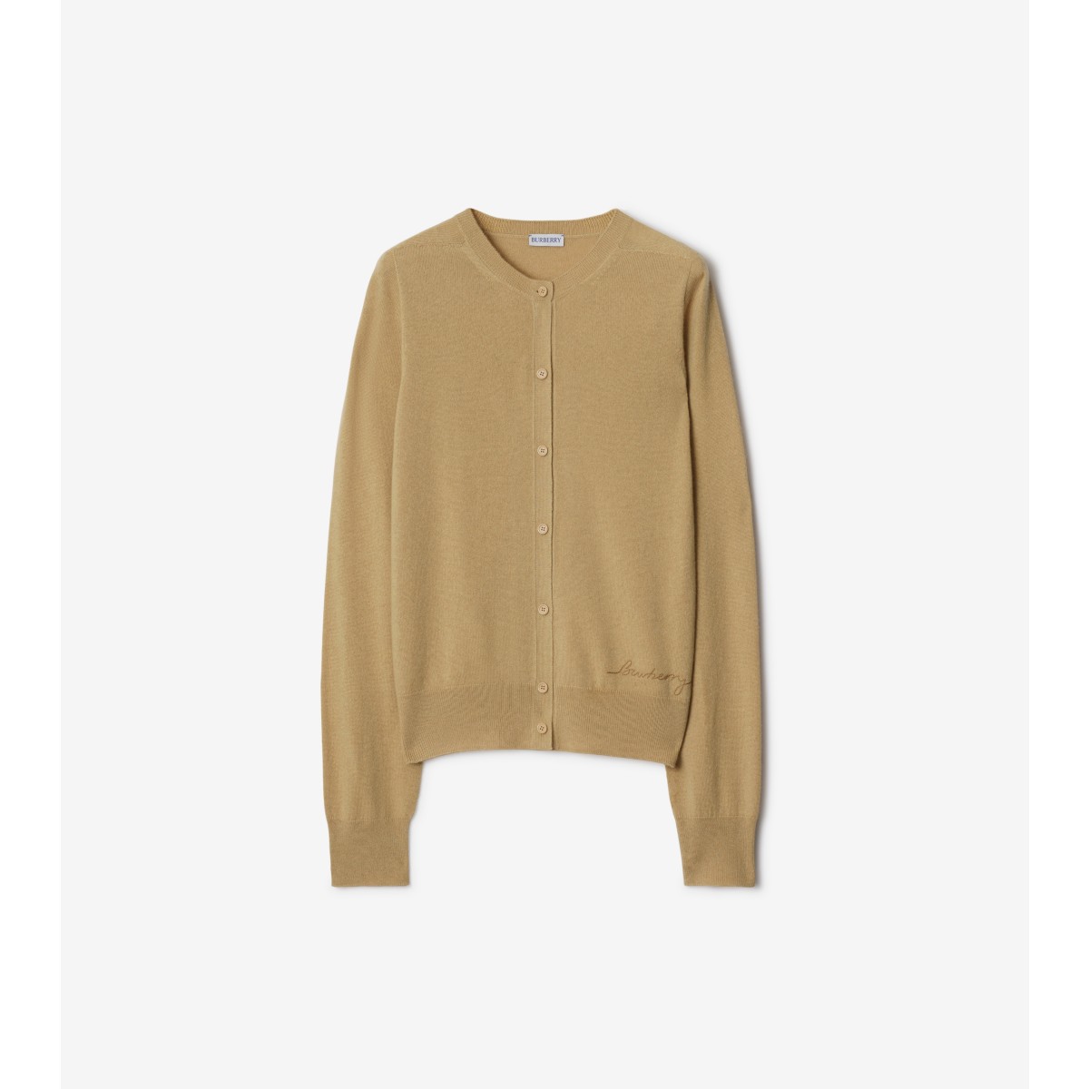 Shop Burberry Cashmere Cardigan In Flax