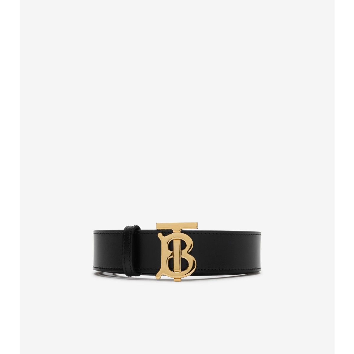 Burberry Reversible Leather Tb Belt In Black/tan/gold