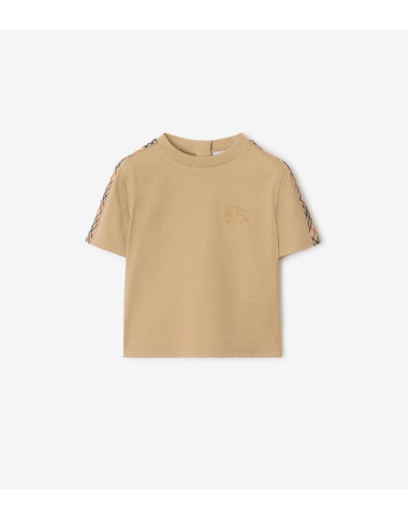 チェックトリム コットンTシャツ