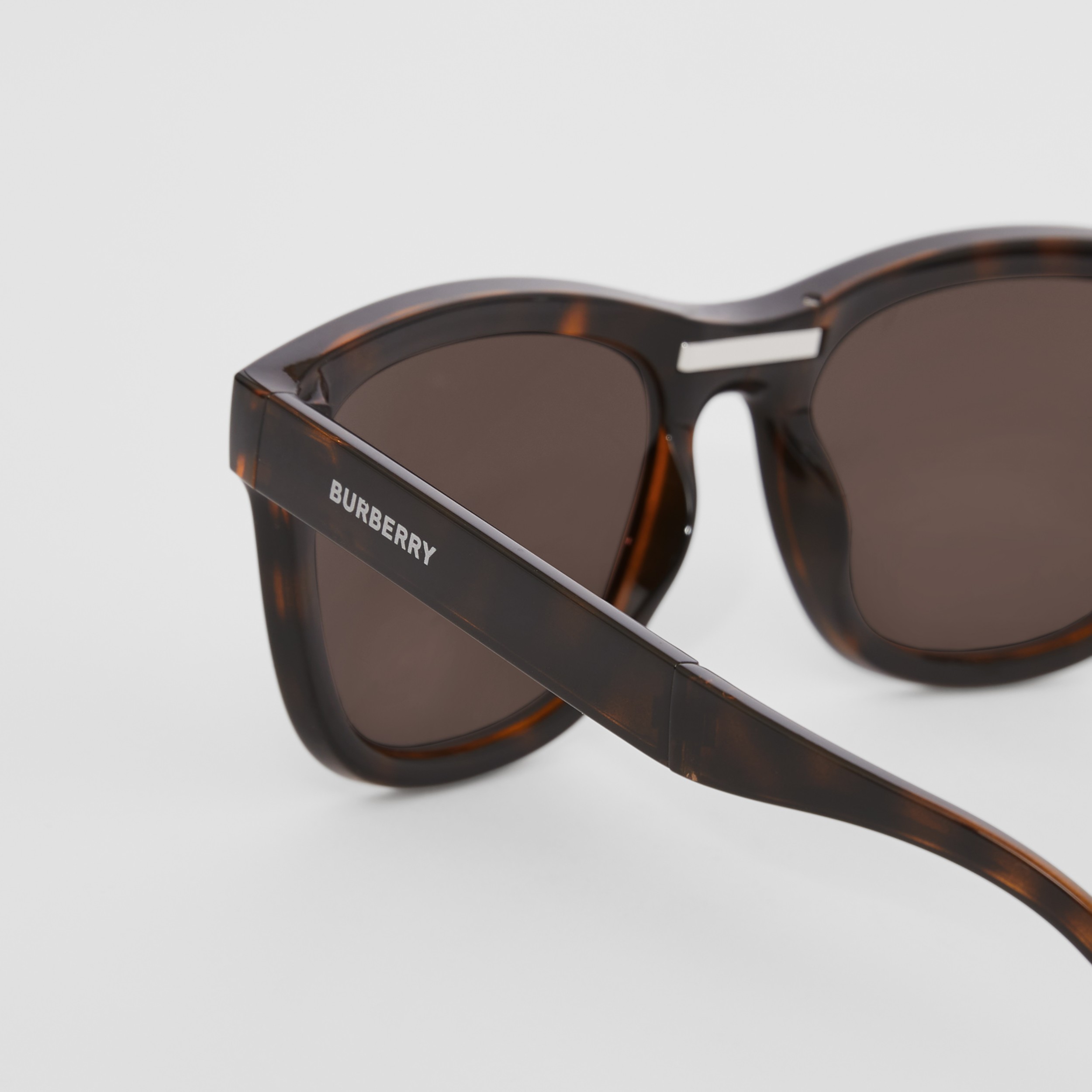 Logo Detail Square Frame Foldable Sunglasses in Tortoiseshell - Men |  Burberry® Official