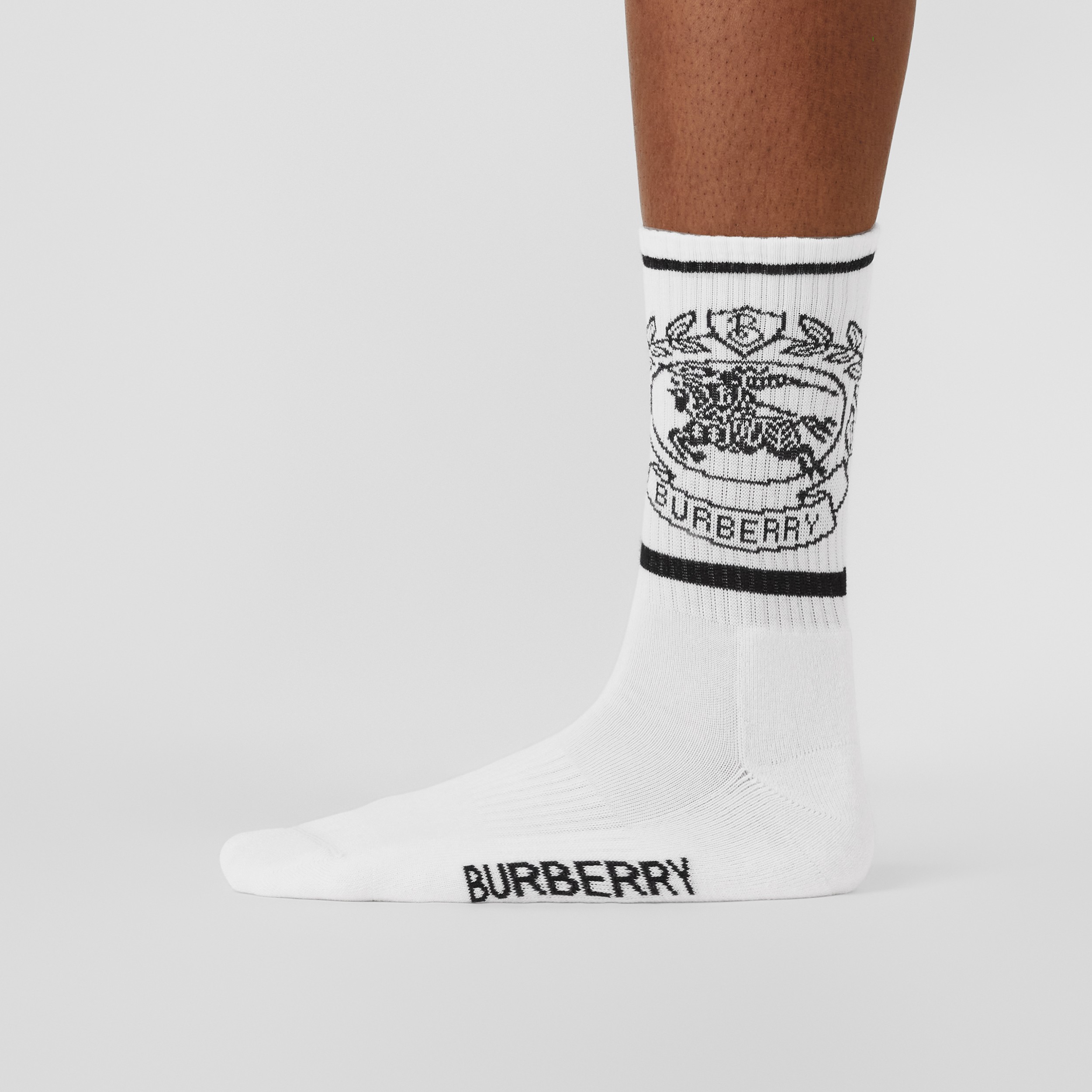 EKD Technical Stretch Cotton Jacquard Socks in White/black | Burberry® Official - 4