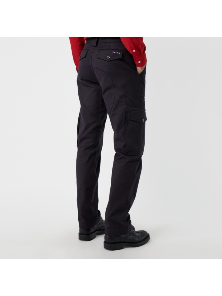 technical cotton twill cargo trousers in dark navy - men