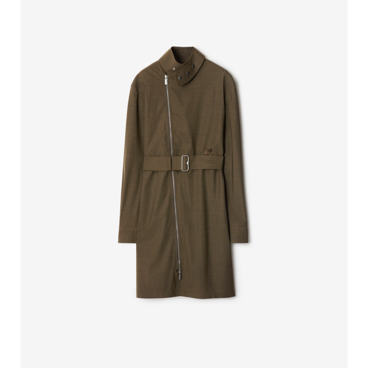 Shop Burberry Stretch Wool Dress In Kindle Melange