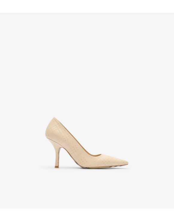 Check Leather Dame High Pumps