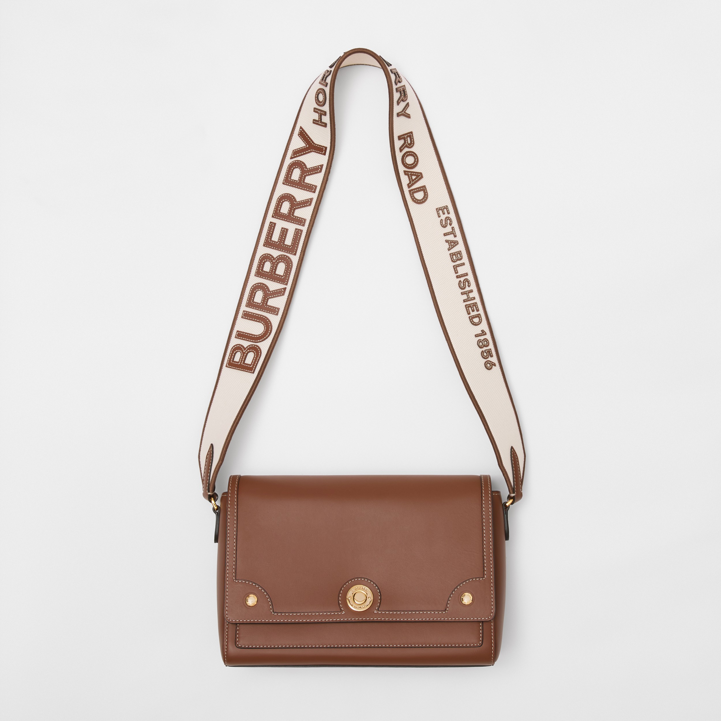 Topstitched Leather Note Crossbody Bag in Tan - Women | Burberry® Official - 4