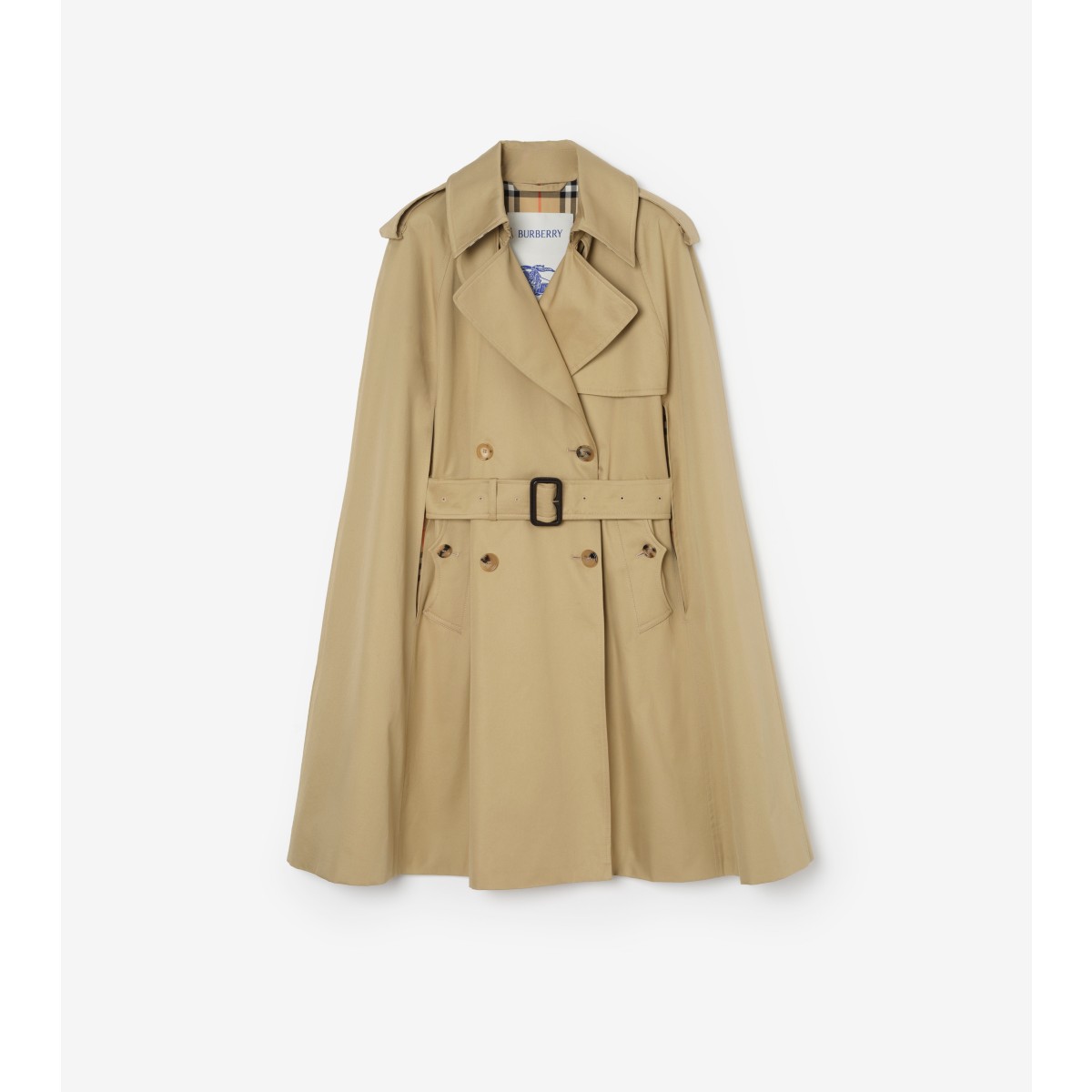  Check Gabardine Belmont Trench Cape