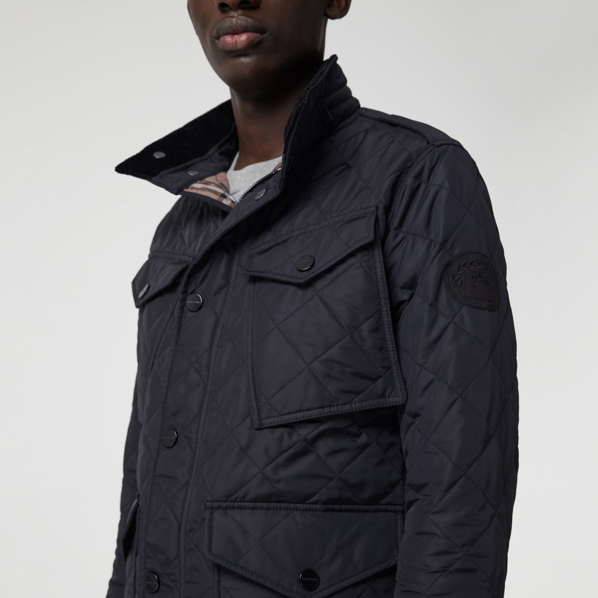 Diamond Quilted Thermoregulated Field Jacket in Navy - Men | Burberry ...