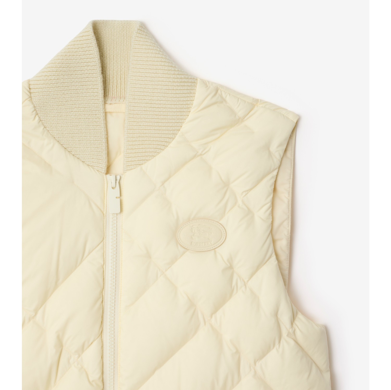 Check-stitch Nylon Gilet in Ceramic white - Women | Burberry® Official
