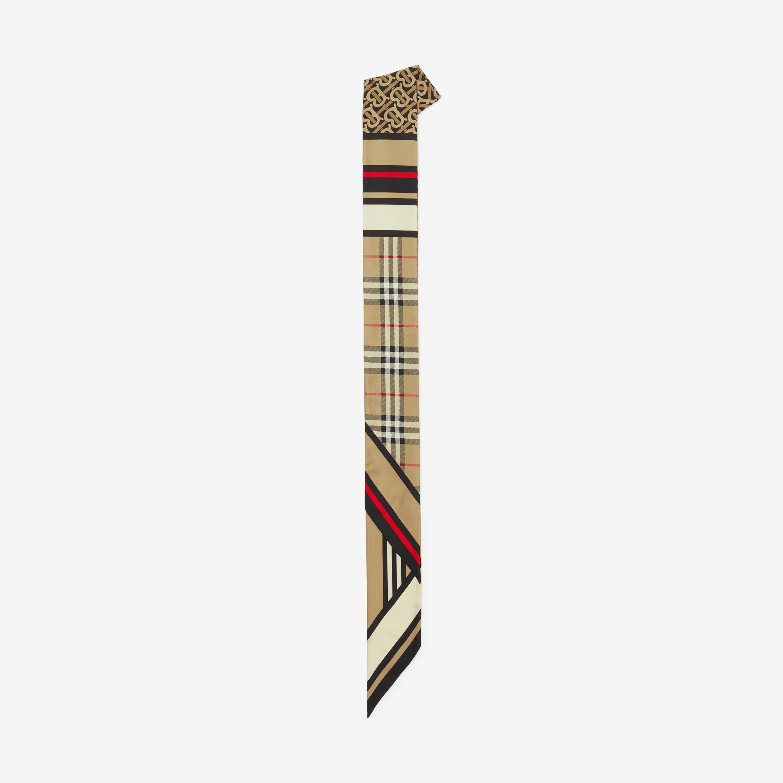 Pañuelo estrecho en seda con estampado de montaje (Beige Vintage) | Burberry® oficial - 2