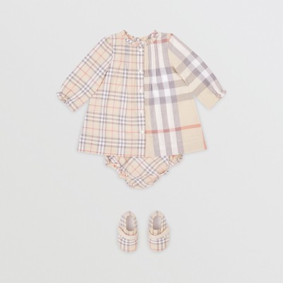 Contrast Check Cotton Dress with 