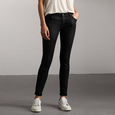 Skinny Fit Low-rise Wax Coated Jeans in 