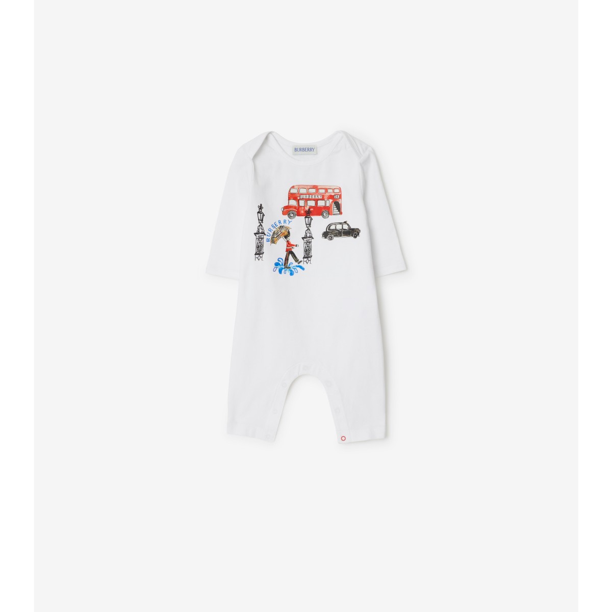 Burberry Childrens London Stretch Cotton Jumpsuit In White