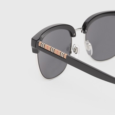 burberry check detail square frame sunglasses