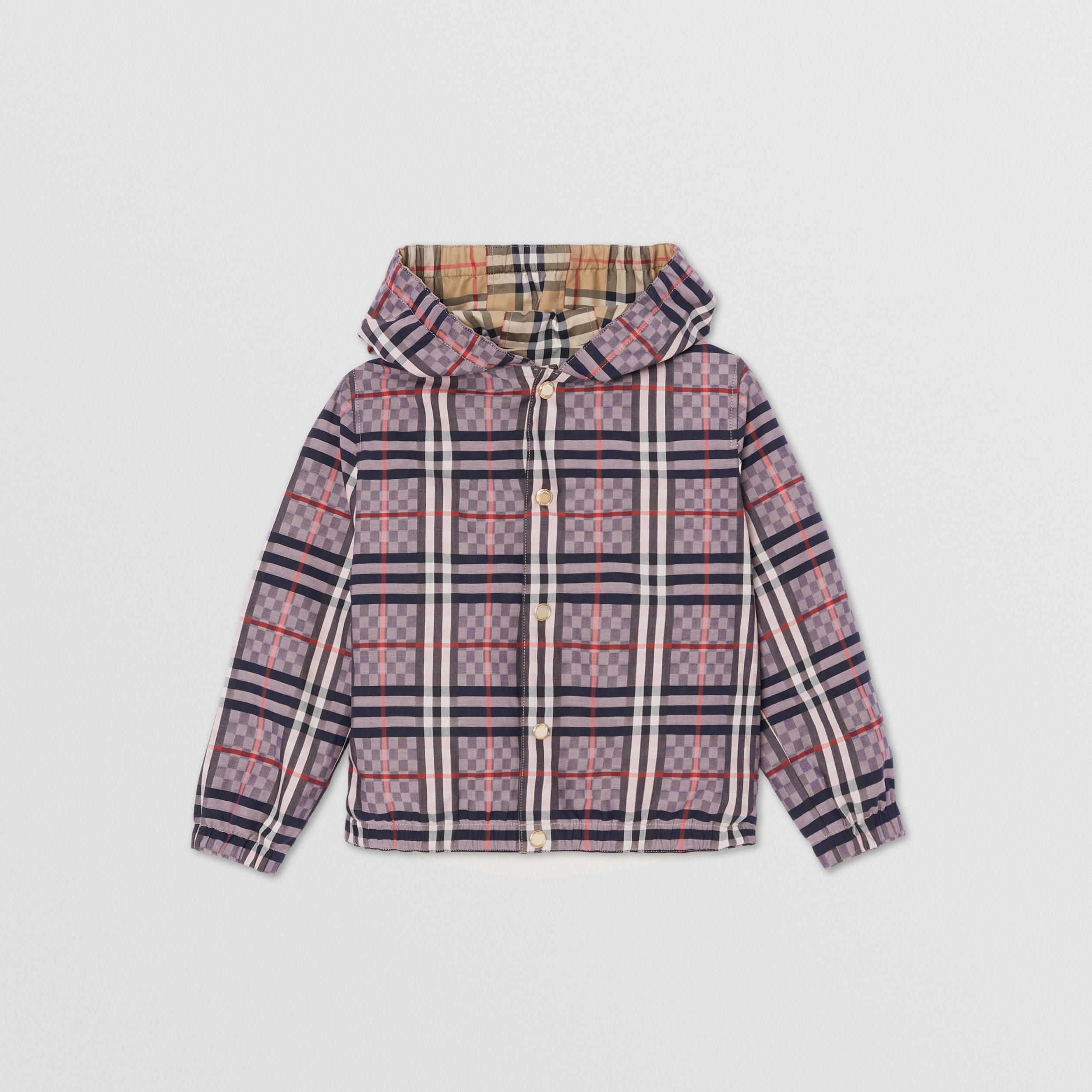 Reversible Check Stretch Cotton Jacquard Jacket in Pale Rose | Burberry® Official - 1