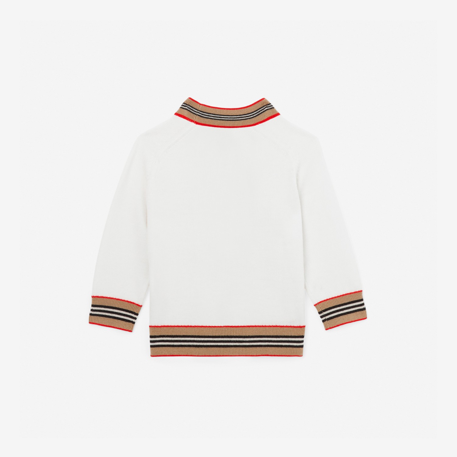 Cárdigan en lana con detalles a rayas Icon Stripe (Marfil) - Niños | Burberry® oficial