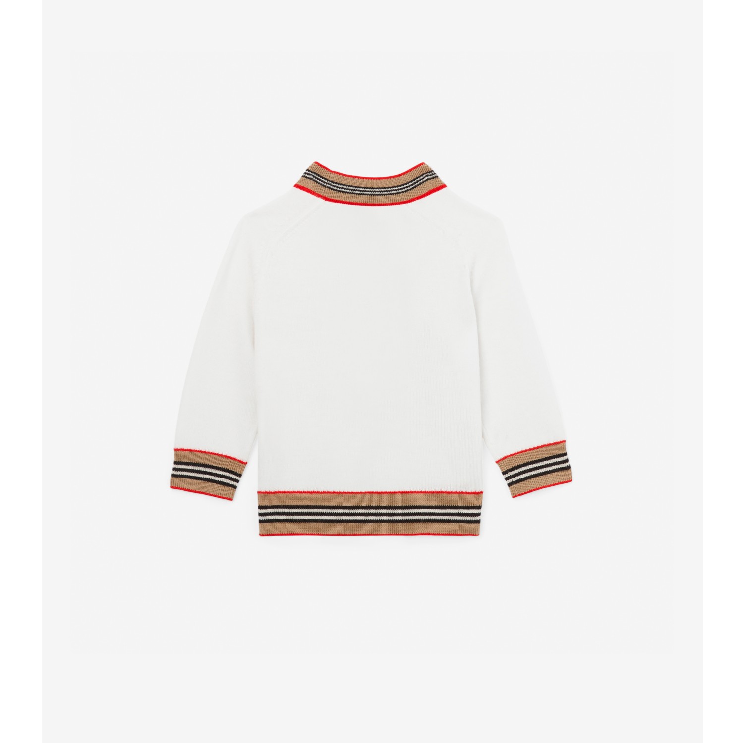 Icon Stripe Trim Wool Cardigan in Ivory - Children | Burberry