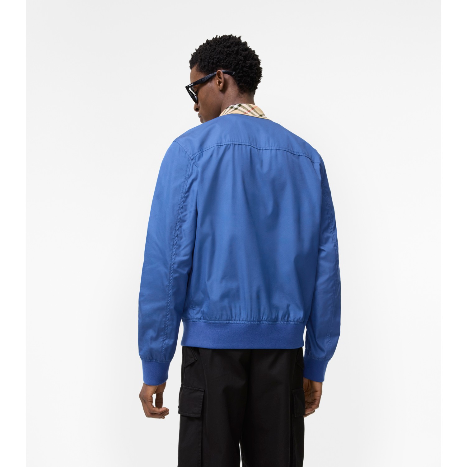 Gabardine Glenfields Harrington Jacket in Maritime blue - Men, Cotton | Burberry® Official