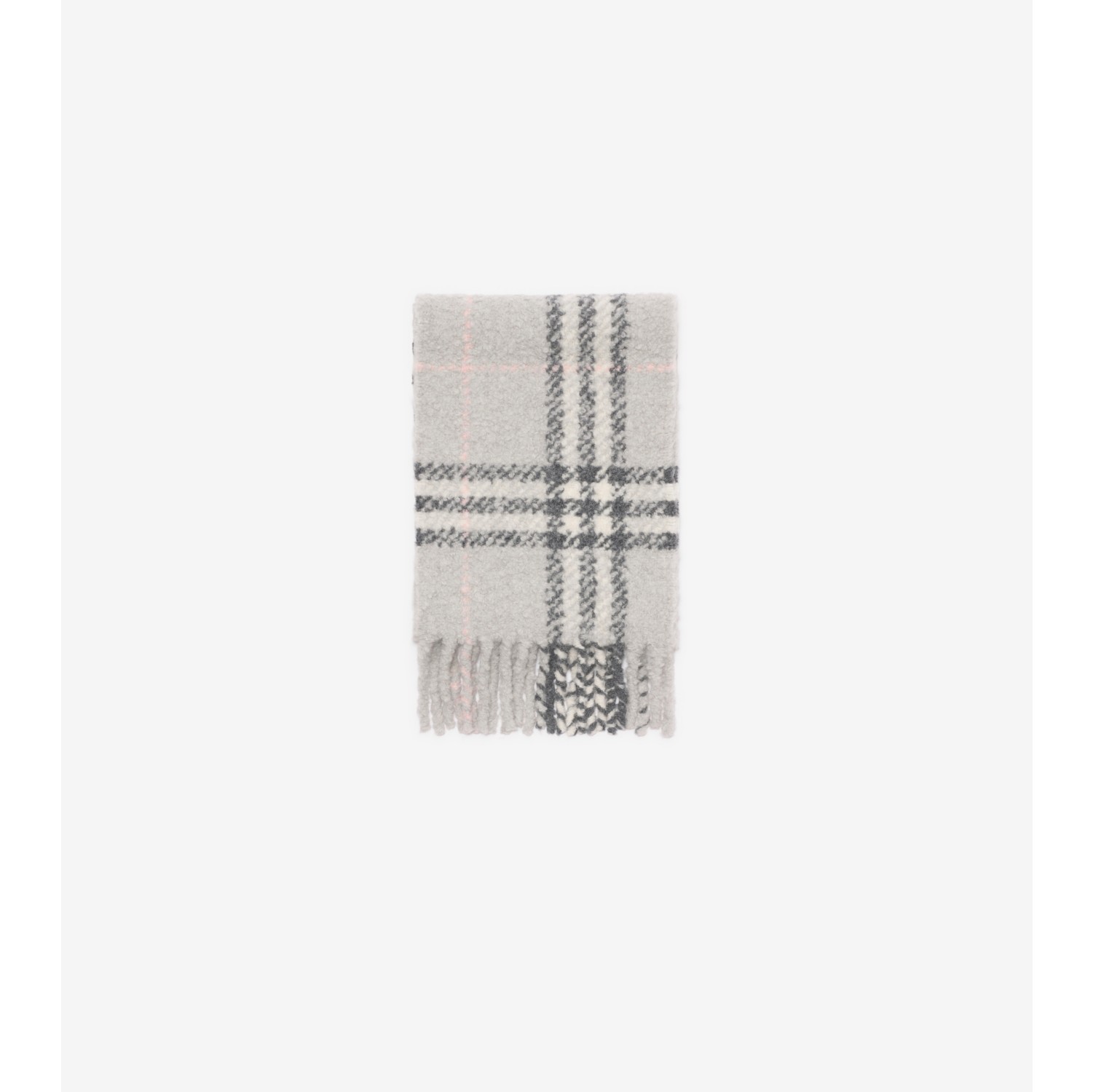 Check Alpaca Wool Blend Bouclé Scarf in Mitten grey | Burberry® Official