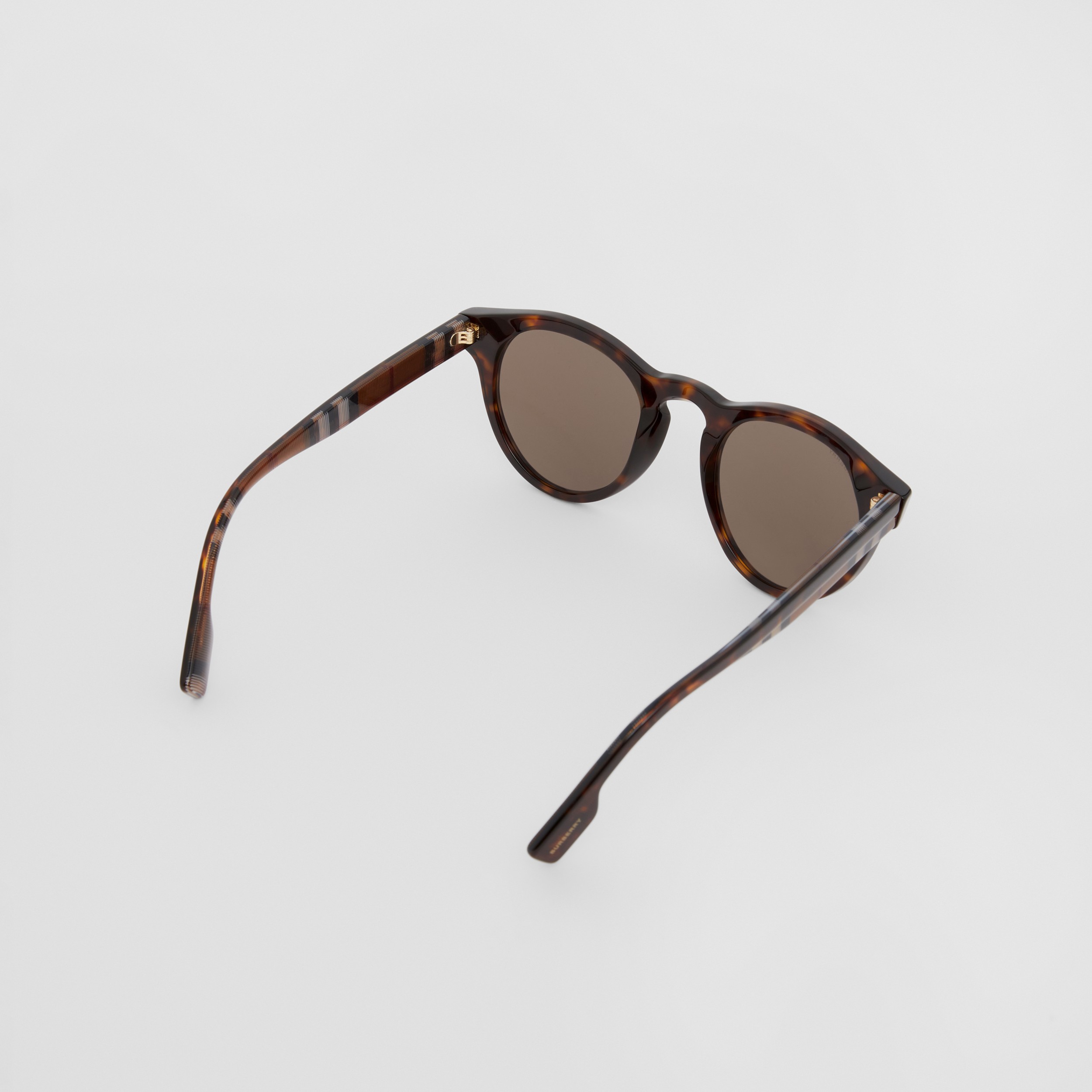 Bio-acetate Round Frame Sunglasses in Dark Tortoiseshell - Men | Burberry® Official - 4