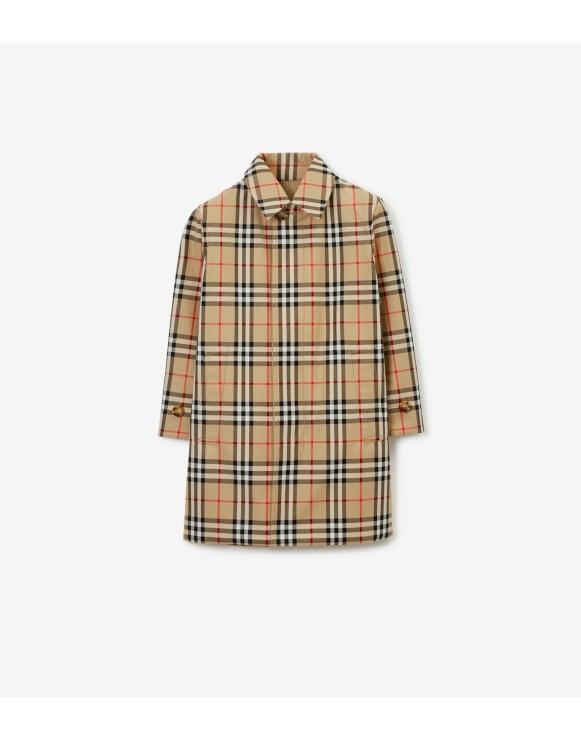 Reversible Check Gabardine Car Coat