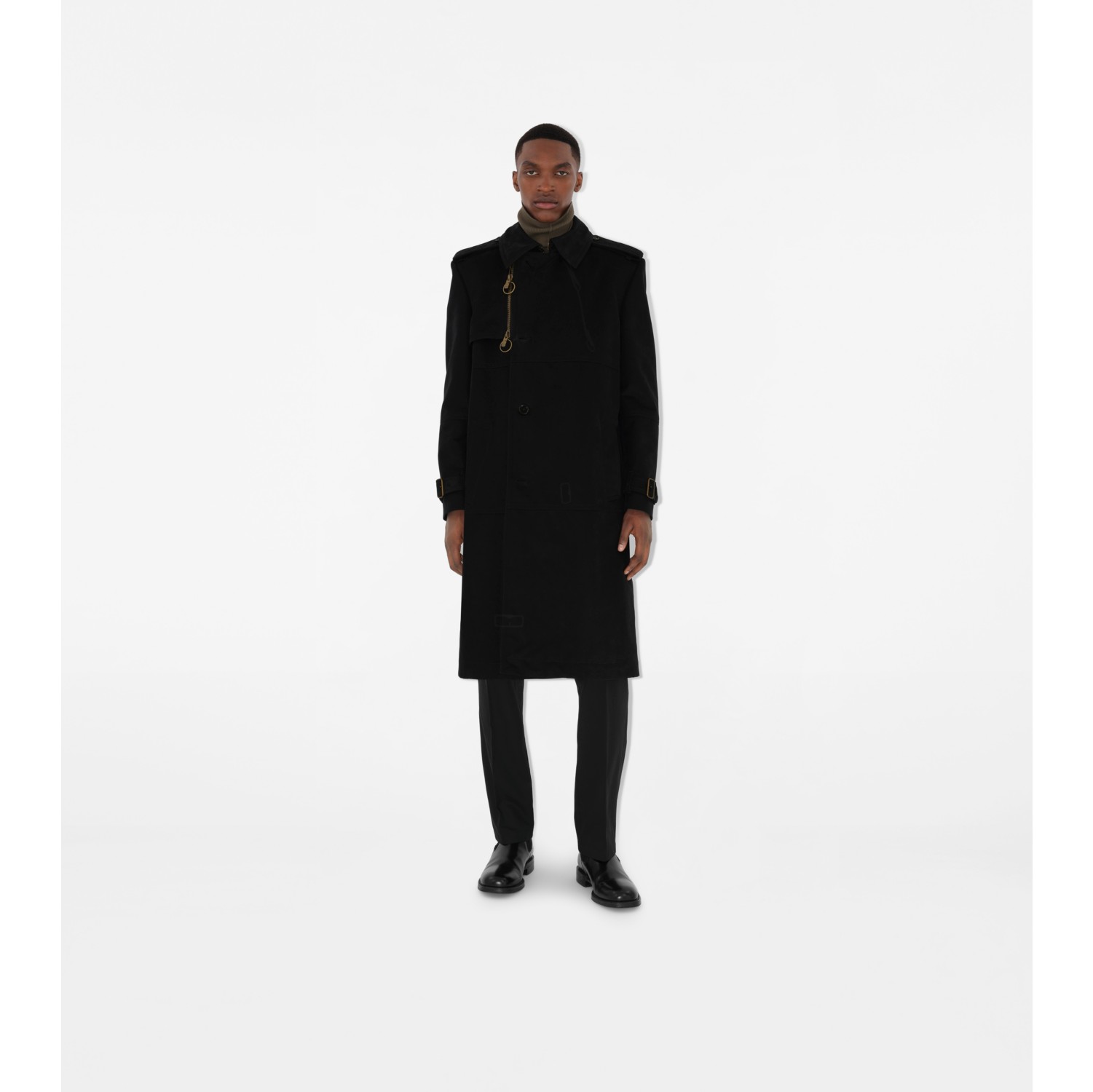 Long Cotton Nylon Trench Coat