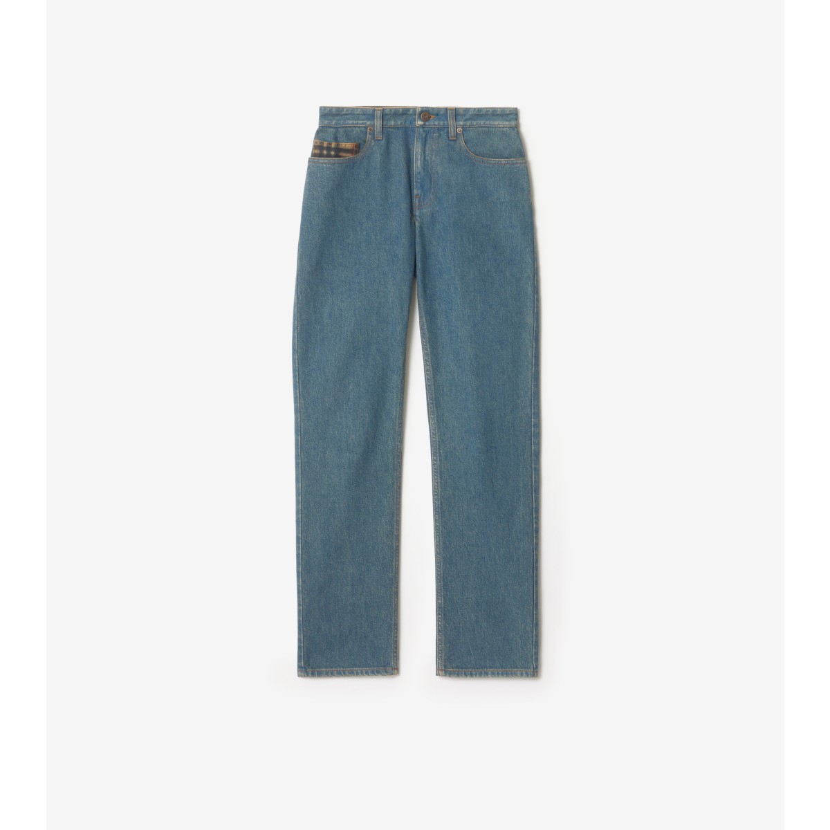  Check Mid-rise Straight Jeans