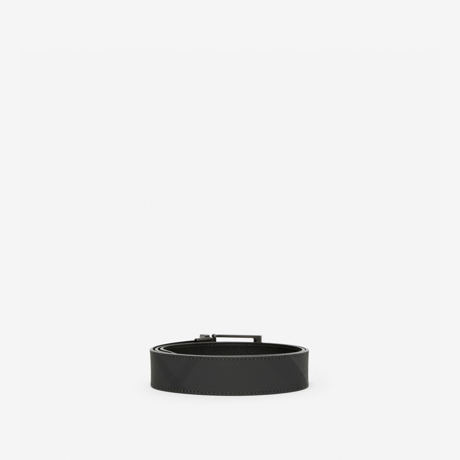 Check and Leather Reversible Belt in Charcoal/graphite - Men | Burberry® Official