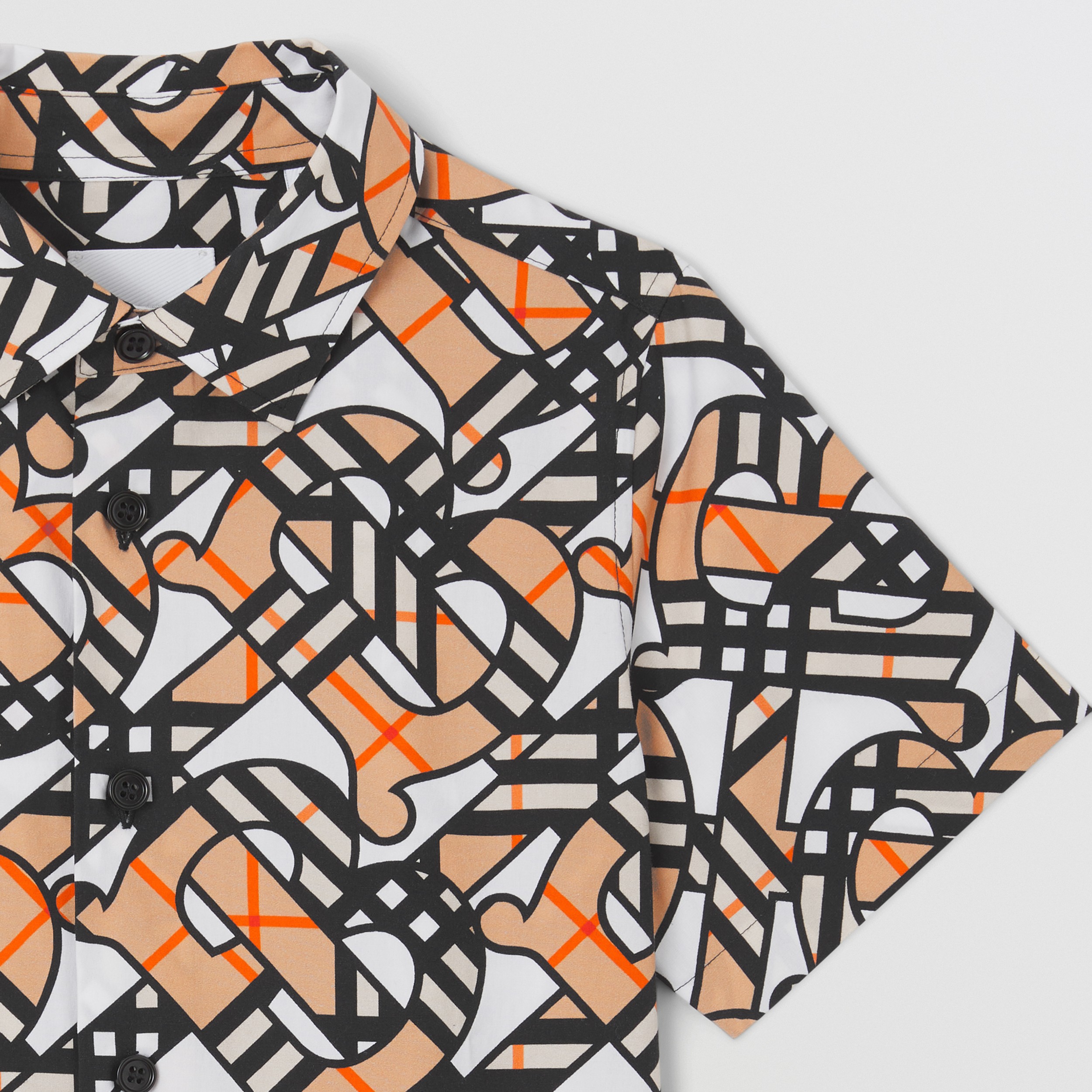 Chemise à manches courtes en coton stretch Monogram (Blanc) | Site officiel Burberry® - 4