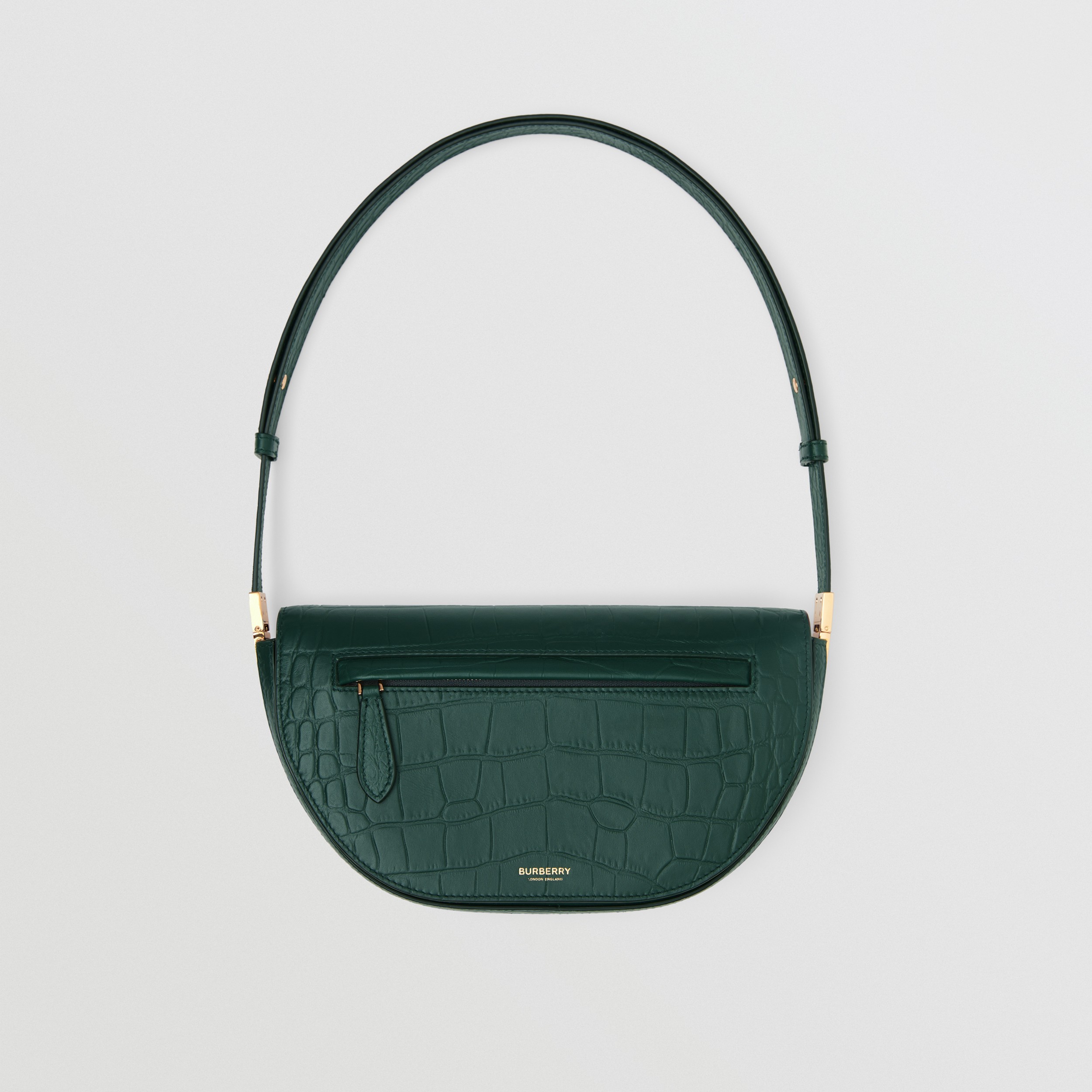 Small Embossed Leather Olympia Bag in Dark Green - Women | Burberry® Official
