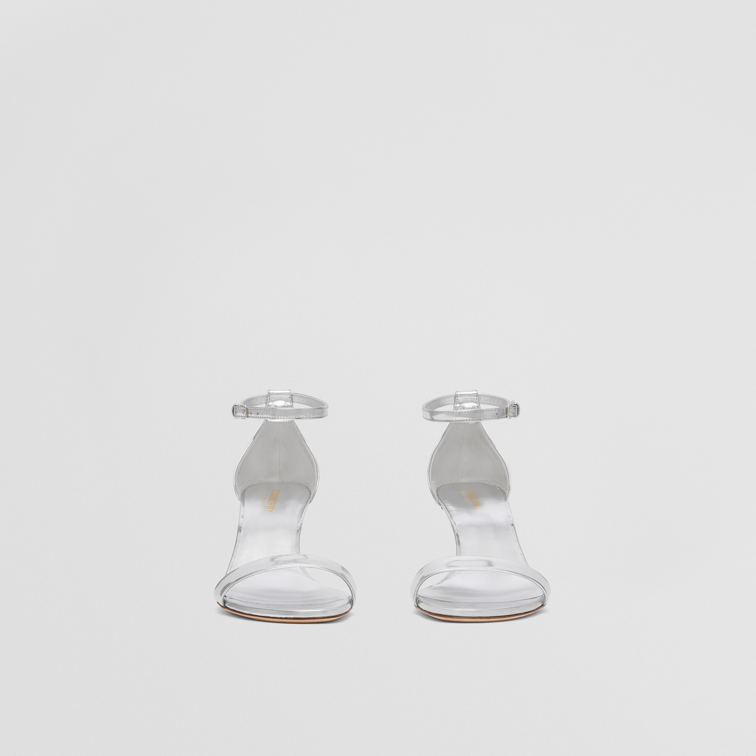 Sandaletten aus Metallic-Leder (Silberfarben) - Damen | Burberry® - 4