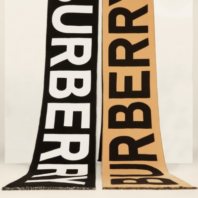 burberry logo wool jacquard scarf