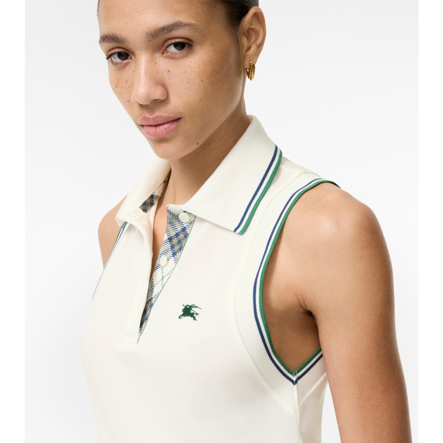 Cotton Piqué Tennis Dress in Chalk white - Women | Burberry® Official