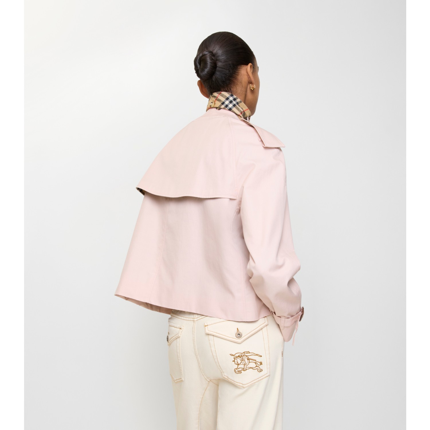 Cropped Tropical Gabardine Trench Jacket