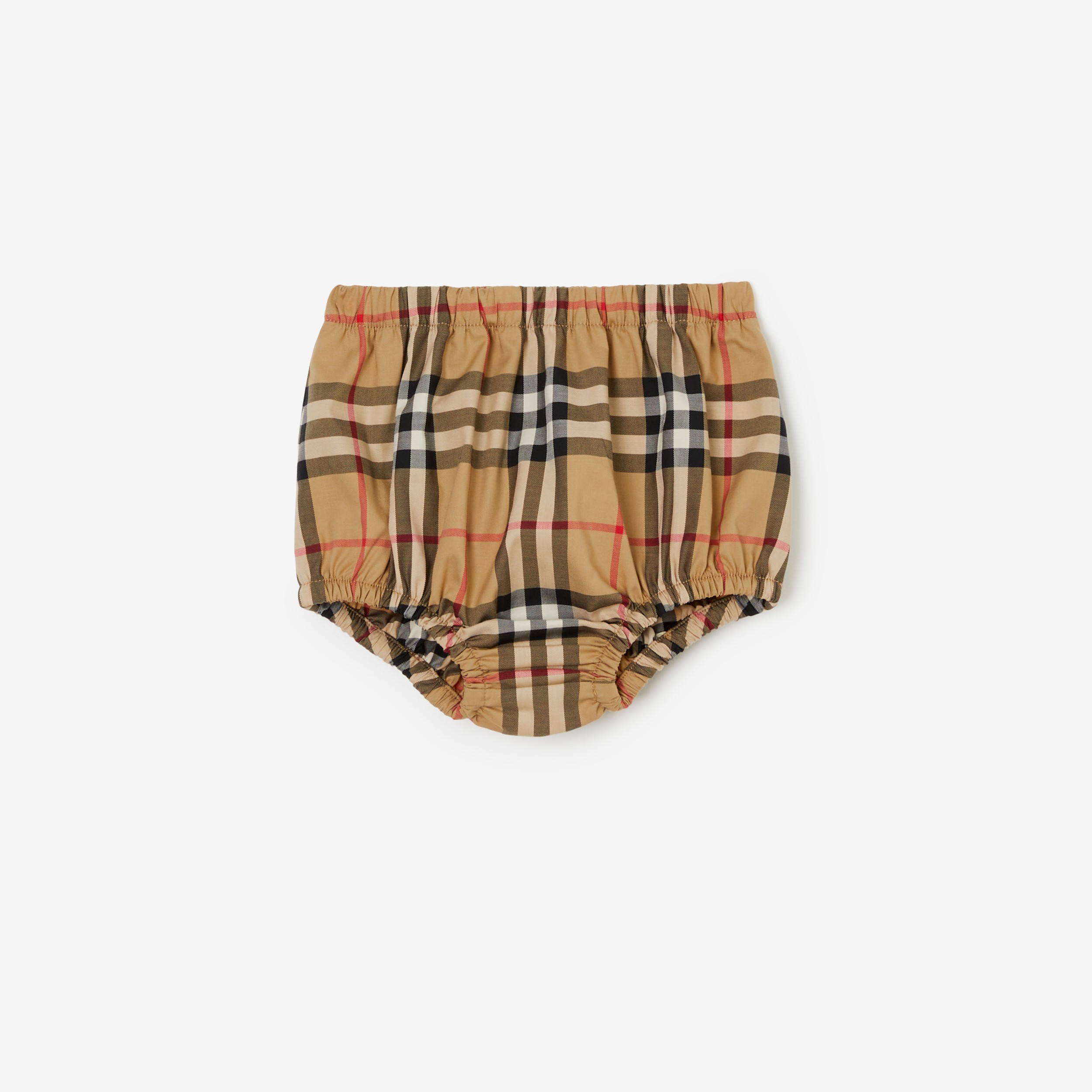 格纹棉质连衣裙搭灯笼短裤 (白色) - 儿童 | Burberry® 博柏利官网 - 3