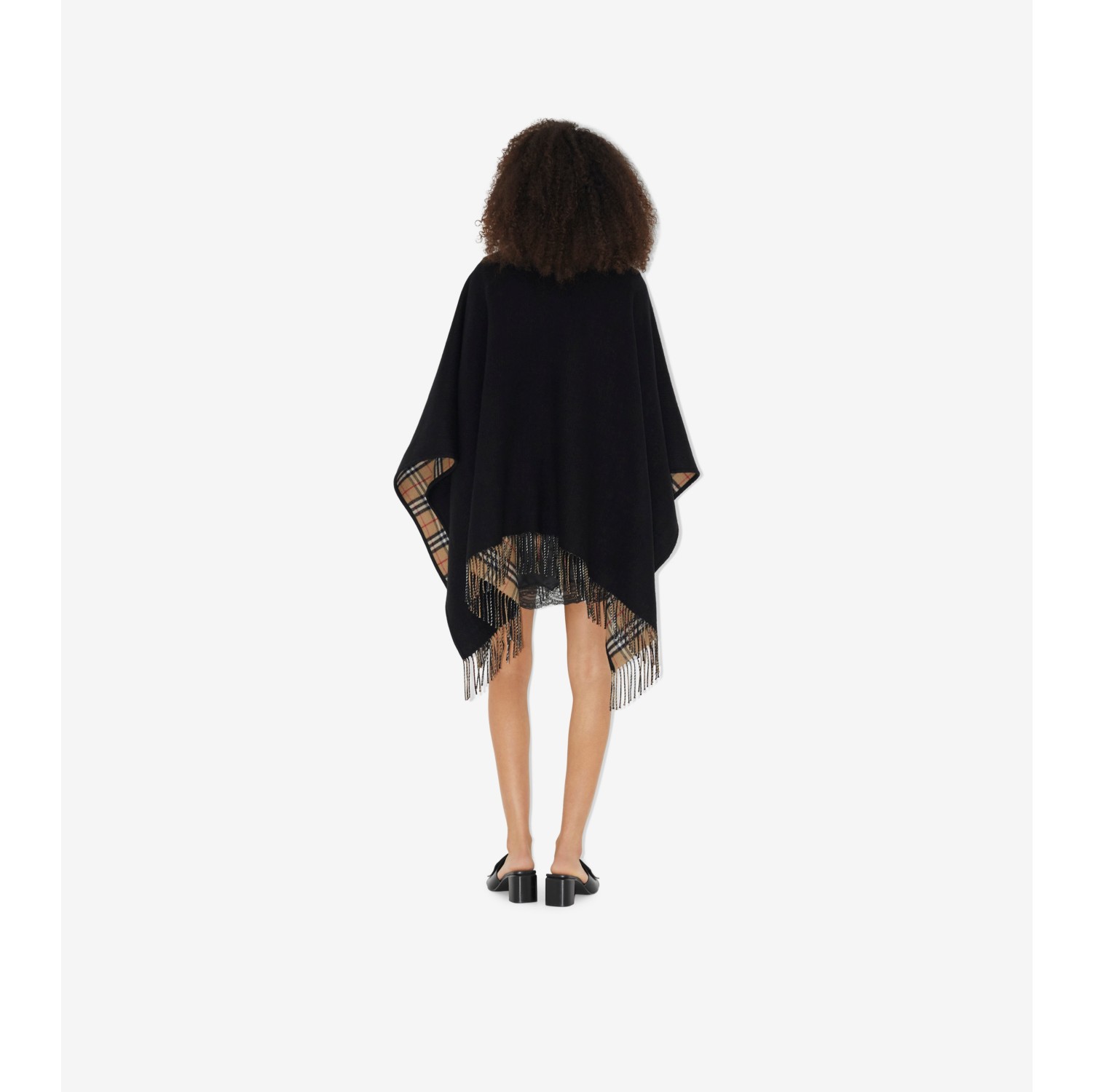 Check Wool Reversible Cape