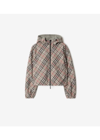 Cropped Reversible Check Jacket