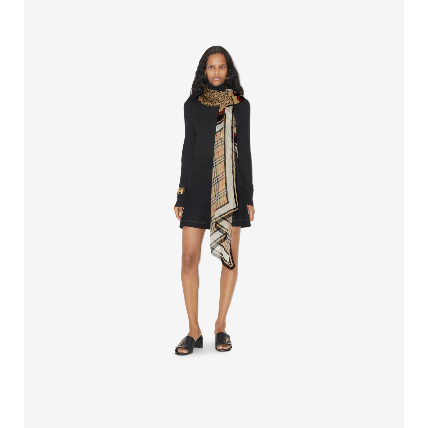 蒙太奇印花雪纺丝巾 (典藏米色) | Burberry® 博柏利官网
