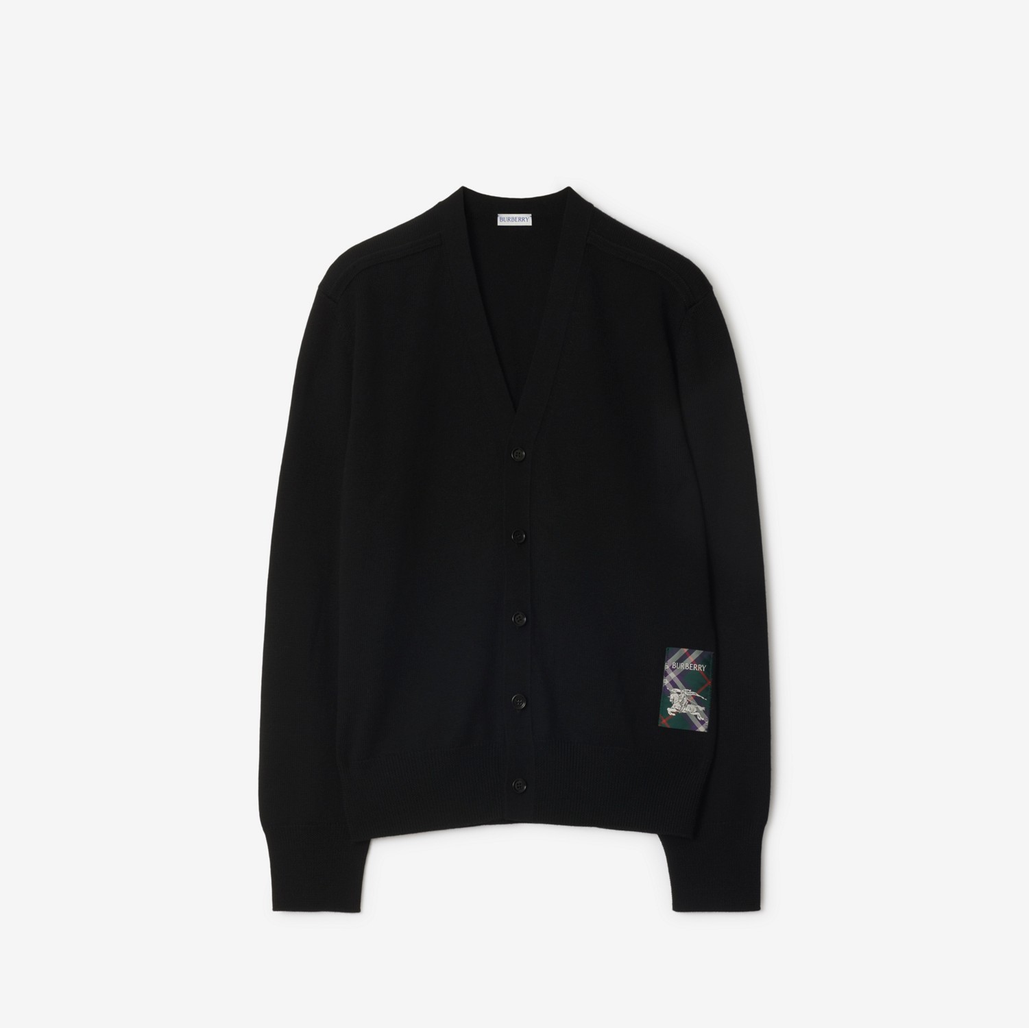 Check Label Wool Cardigan in Black - Men | Burberry® Official Check Label Wool Cardigan in Black - Men | Burberry® Official