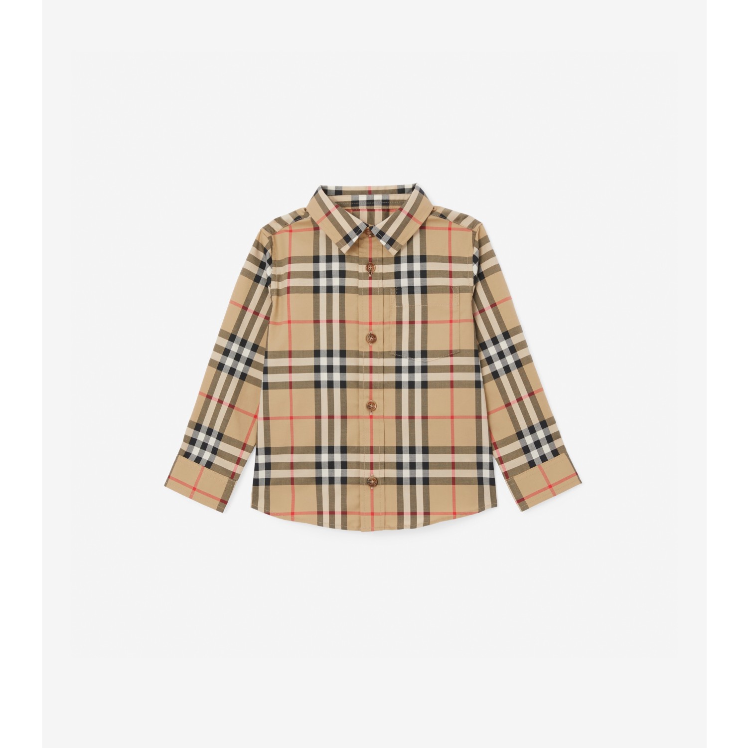 Vintage Check Stretch Cotton Shirt in Archive beige - Children | Burberry®  Official