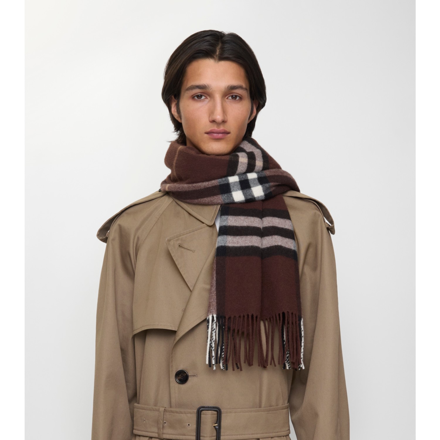 Wide Check Cashmere Scarf