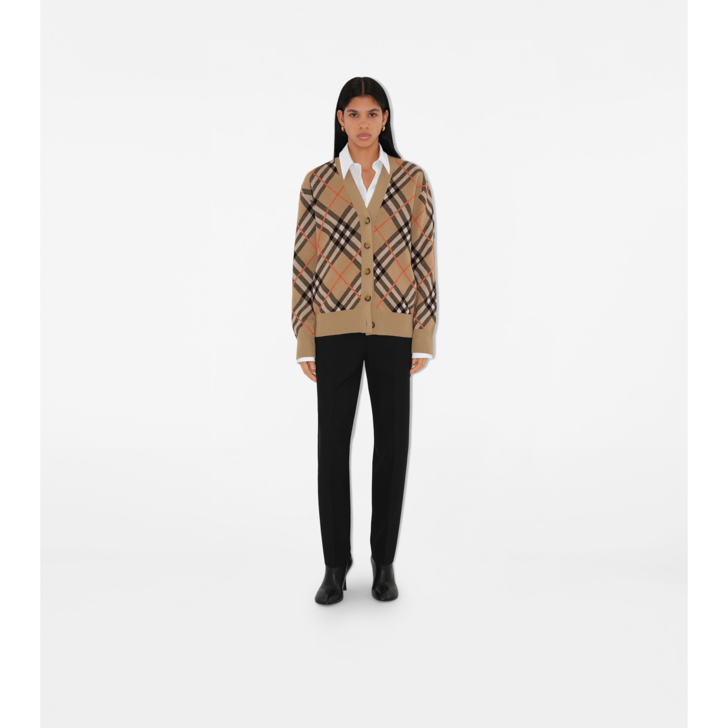 Check Wool Mohair Blend Cardigan - thumbnail 2
