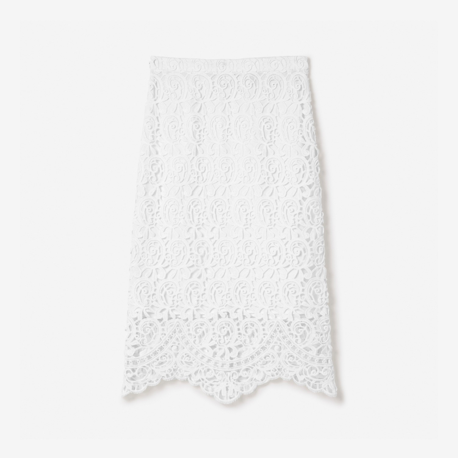Falda de tubo en encaje de macramé (Blanco Óptico) - Mujer | Burberry® oficial