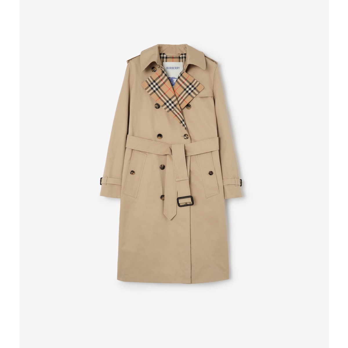  Check Long Gabardine Lakefield Trench Coat