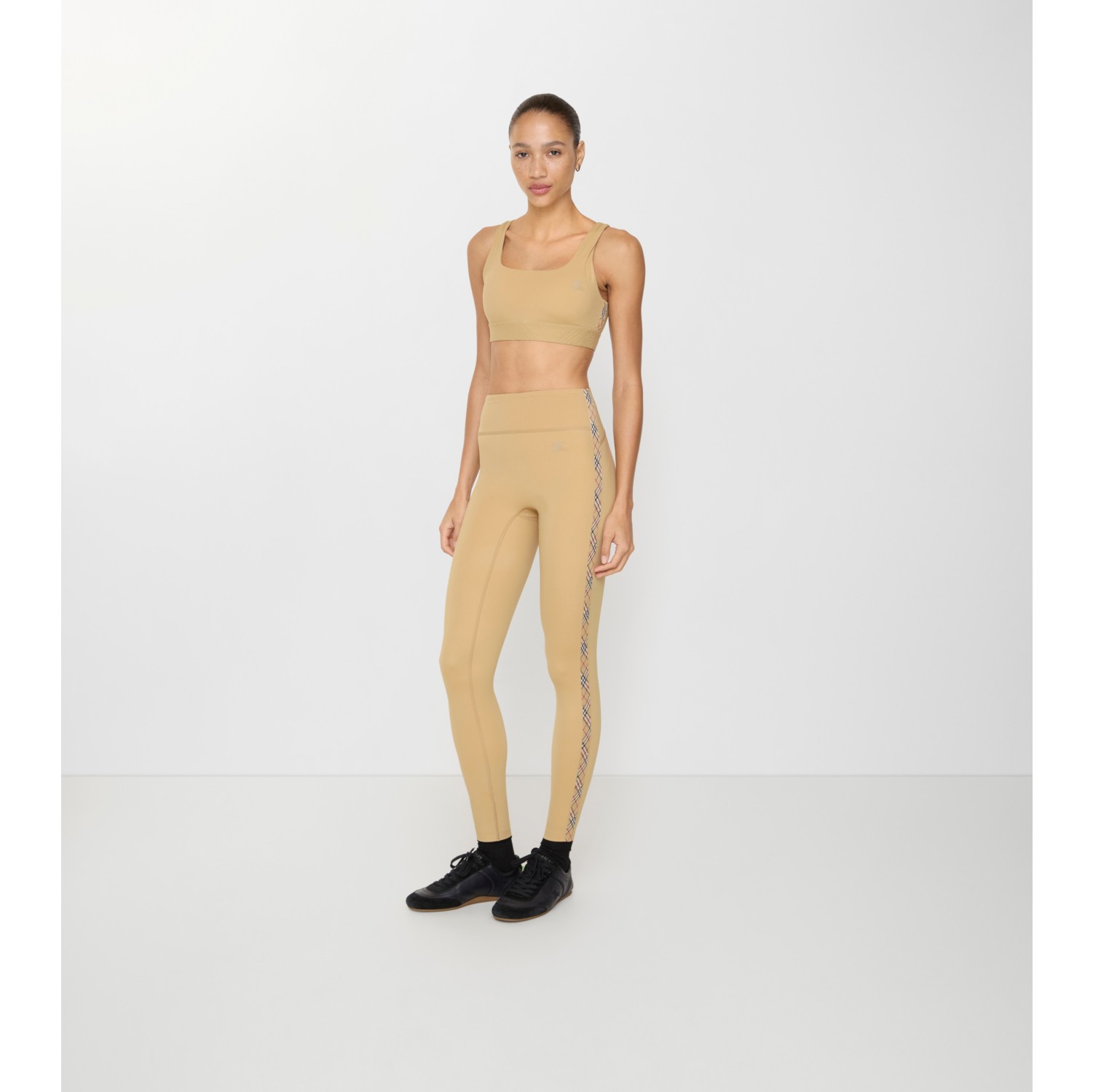 Check Trim Stretch Nylon Leggings
