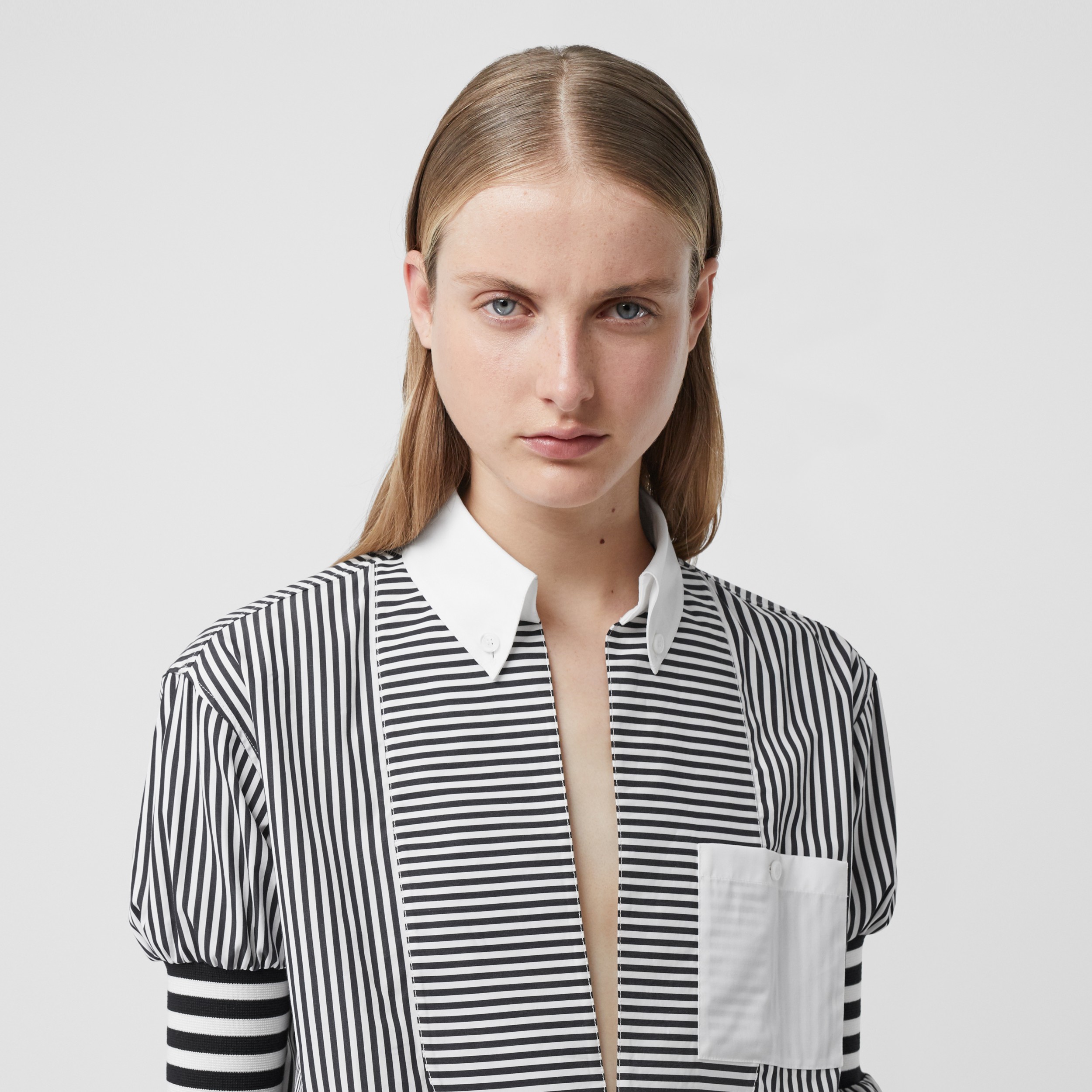 Cut-out Hem Striped Cotton Poplin Shirt in Black - Women | Burberry ...