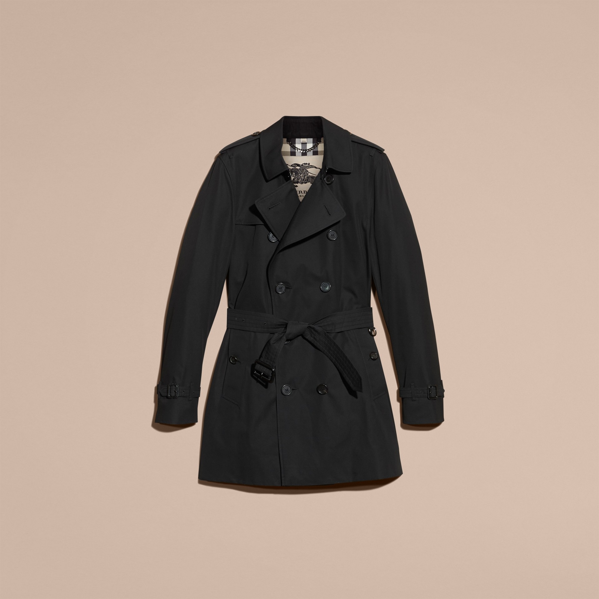 The Kensington – Mid-Length Heritage Trench Coat Black | Burberry