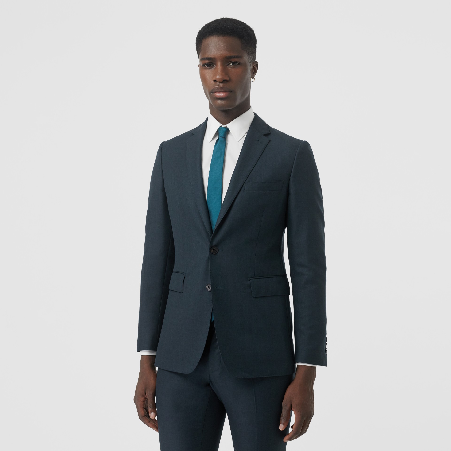 Slim Fit Wool Mohair Silk Suit in Dark Teal - Men | Burberry United States