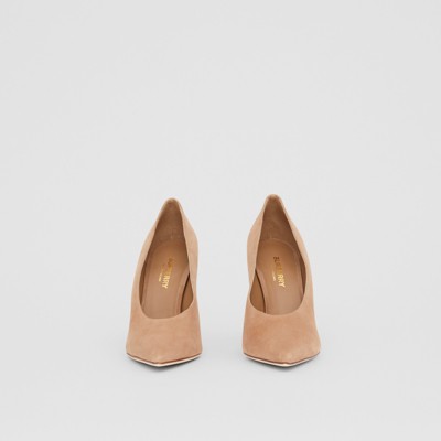 Suede Point-toe Pumps in Warm Camel 