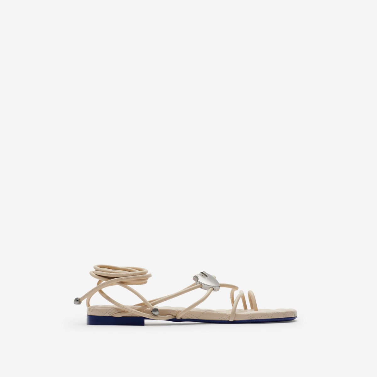 Burberry Leather Ivy Shield Sandals In Gold
