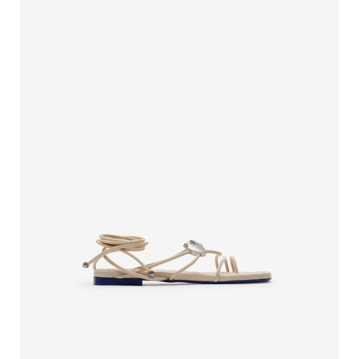 Burberry Leather Ivy Shield Sandals In Soap